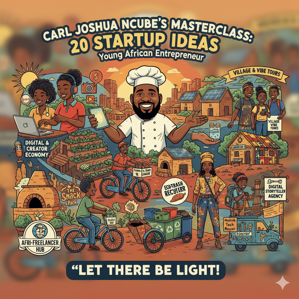 Carl Joshua Ncube’s Masterclass: 20 Startup Ideas for the Young African Entrepreneur